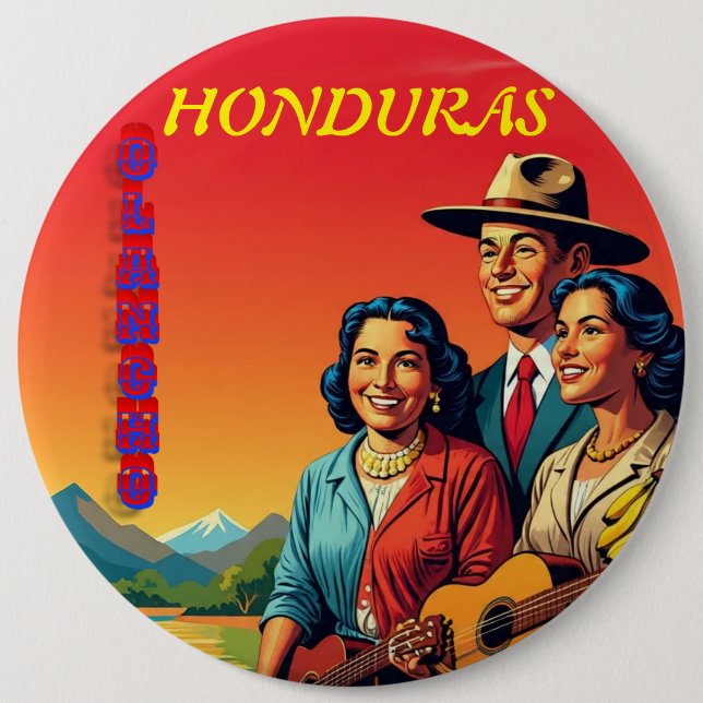  Honduras OLANCHO Retro poster Button (Front)