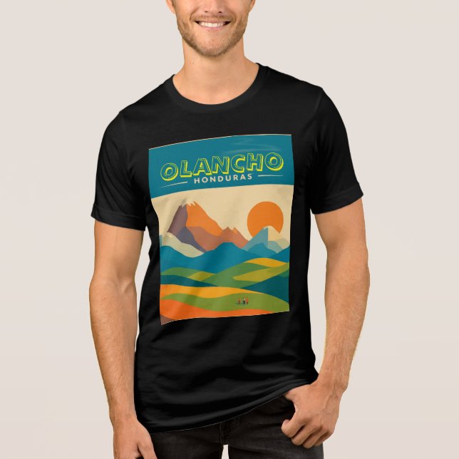  Honduras OLANCHO Retro poster Tri-Blend Shirt (Front)