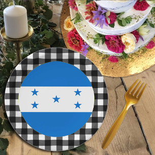 Honduras Plate, buffalo plaid & Honduras Flag Paper Plates