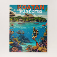 Honduras Roatan Travel Vintage Retro Poster