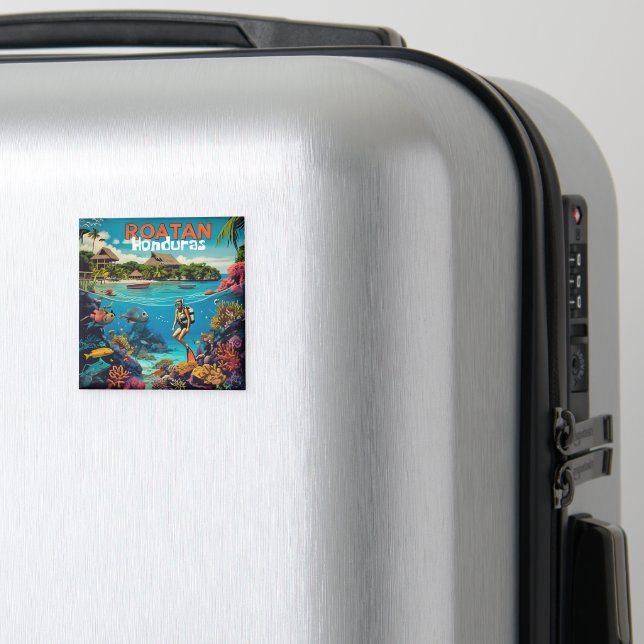 Honduras Roatan Travel Vintage Retro Poster Magnet (In Situ (Luggage))