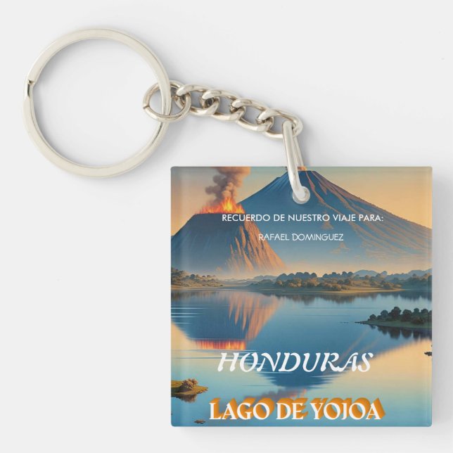  Honduras Yojoa Lake Retro poster  Keychain (Front)