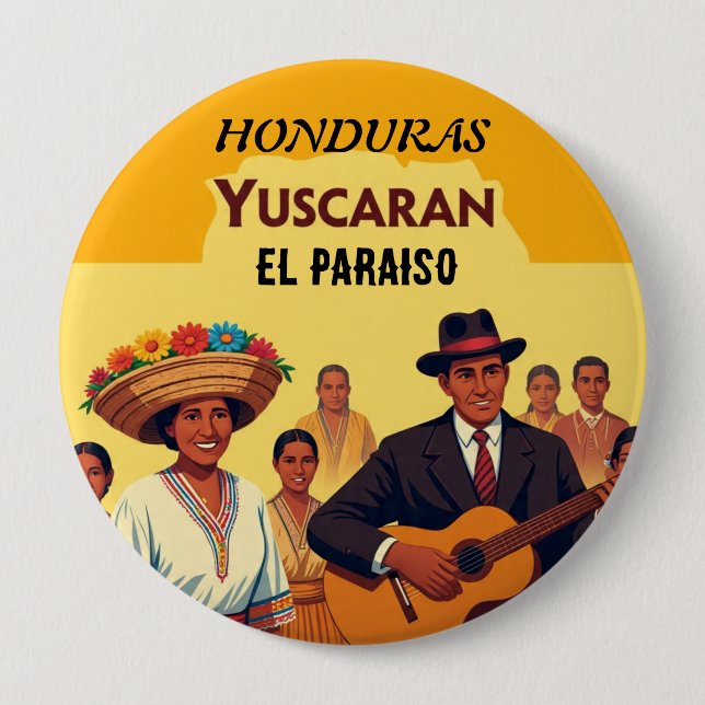  Honduras YUSCARAN Retro poster Button (Front)