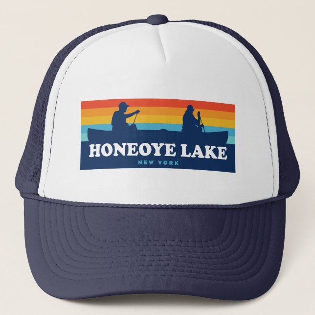 Honeoye Lake New York Canoe Trucker Hat (Front)