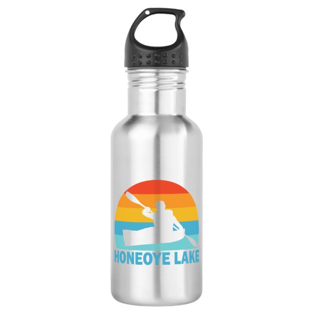 Honeoye Lake New York Kayak Stainless Steel Water Bottle (Front)