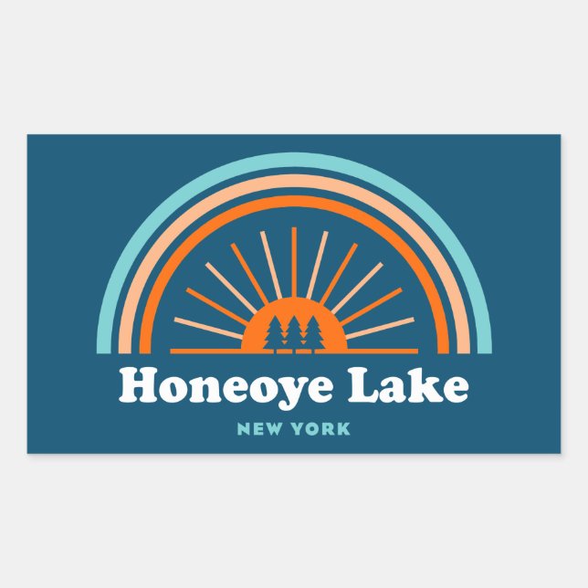 Honeoye Lake New York Rainbow Rectangular Sticker (Front)