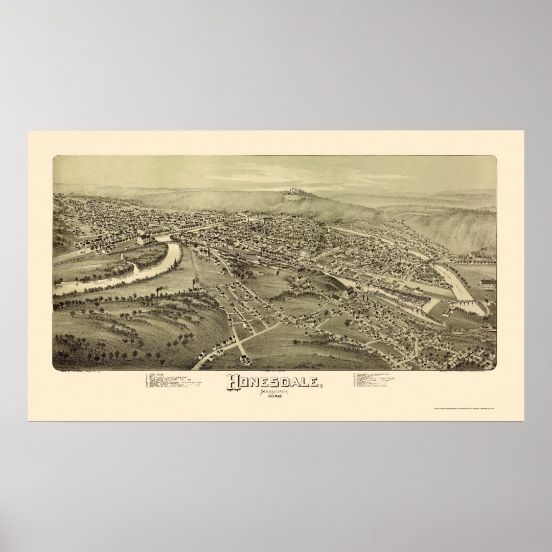 Honesdale, PA Panoramic Map - 1890 Poster | Zazzle