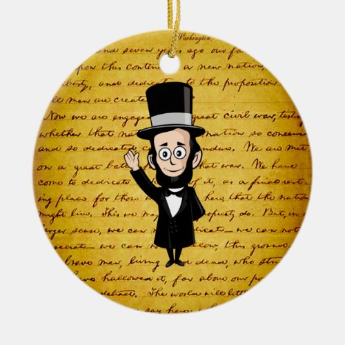 Honest Abe and His Gettysburg Address Ceramic Ornament