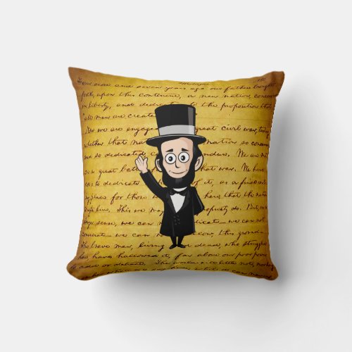 Honest Abe and His Gettysburg Address Throw Pillow