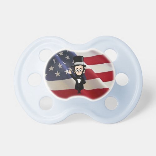 Honest Abe Lincoln and Old Glory Proudly Waving Pacifier