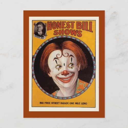 Honest Bill Vintage Circus Postcard