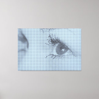 Honest Black&Blue Halftone Effect Female Glance Canvas Print