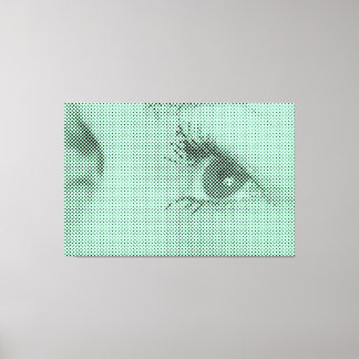Honest Black&Green Halftone Effect Female Glance Canvas Print