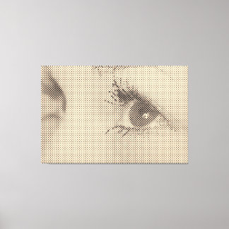 Honest Black&Salmon Halftone Effect Female Glance Canvas Print