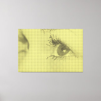 Honest Black&Yellow Halftone Effect Female Glance Canvas Print