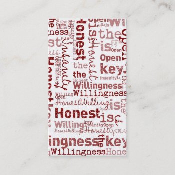 Honest Open Willing Business Card by recoverystore at Zazzle