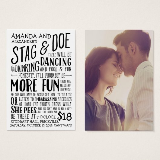 Honestly Stag and Doe Ticket (Front & Back)