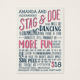 Honestly Stag and Doe Ticket, Navy and Pink