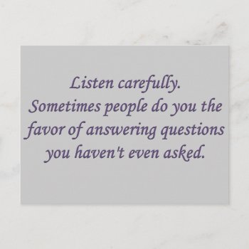 Honesty: When Someone Answers A Question Postcard by egogenius at Zazzle