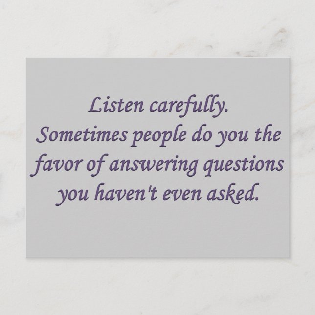 Honesty: when someone answers a question postcard (Front)
