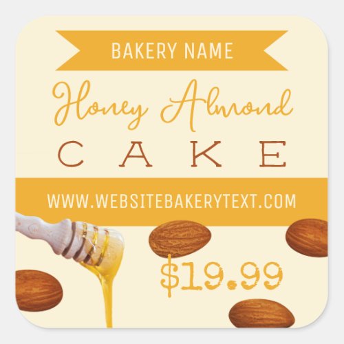Honey Almond Cake Square Sticker