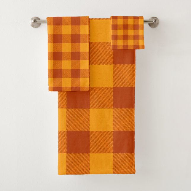 Honey Amber Buffalo Check Bath Towel Set (Insitu)