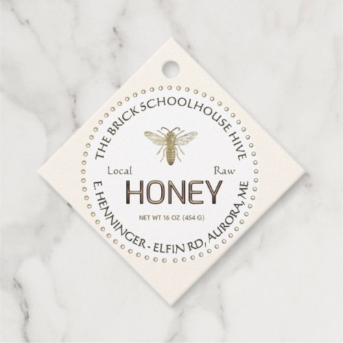 Honey and Nutrition Facts Gold on Ivory Tag