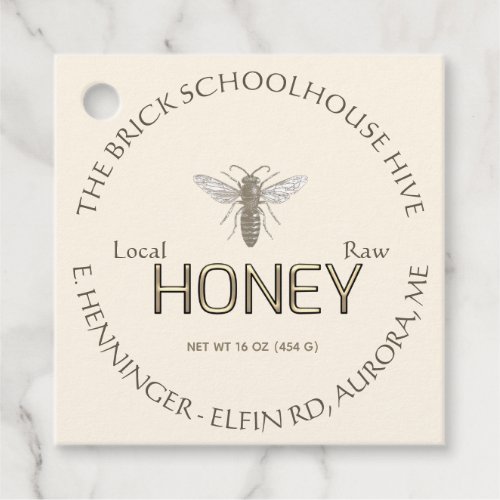 Honey and Nutrition Facts Tag Ivory Queen Bee 