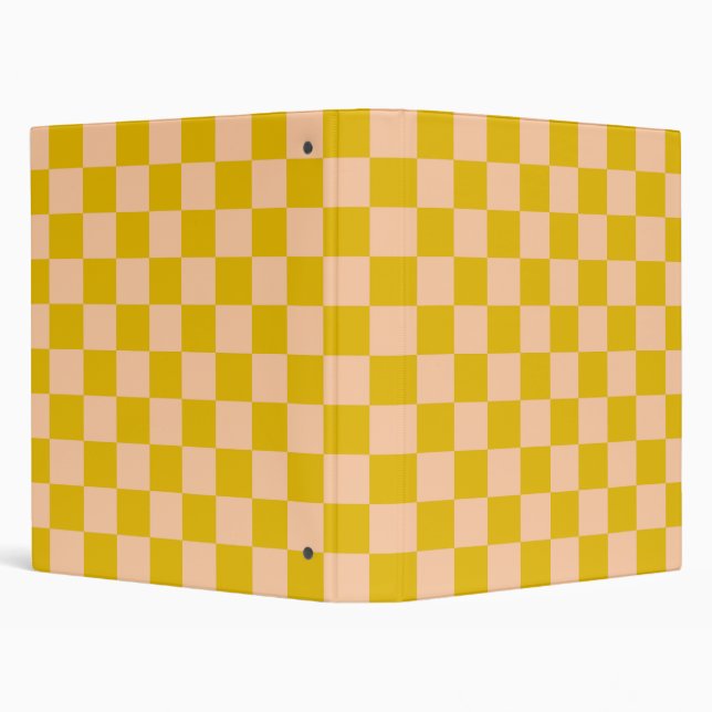 Honey and Peach Checkerboard 3 Ring Binder (Background)