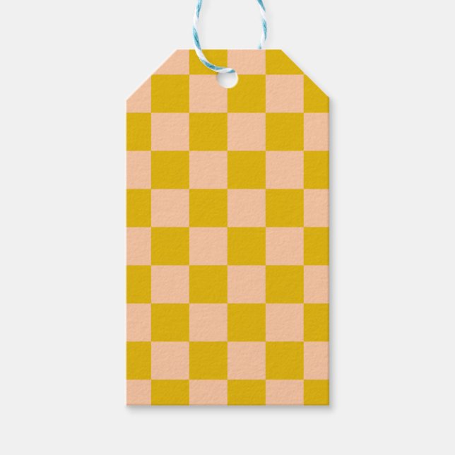 Honey and Peach Checkerboard Gift Tags (Front)