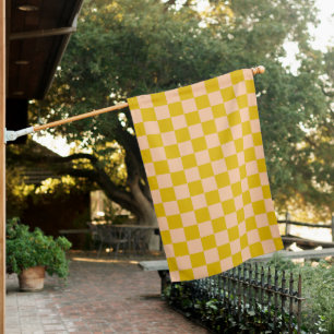 Honey and Peach Checkerboard House Flag
