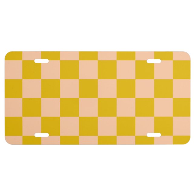 Honey and Peach Checkerboard License Plate (Front)