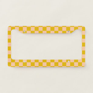 Honey and Peach Checkerboard License Plate Frame
