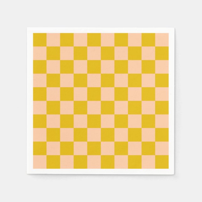 Honey and Peach Checkerboard Napkins (Front)