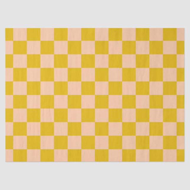 Honey and Peach Checkerboard Tissue Paper (Front)