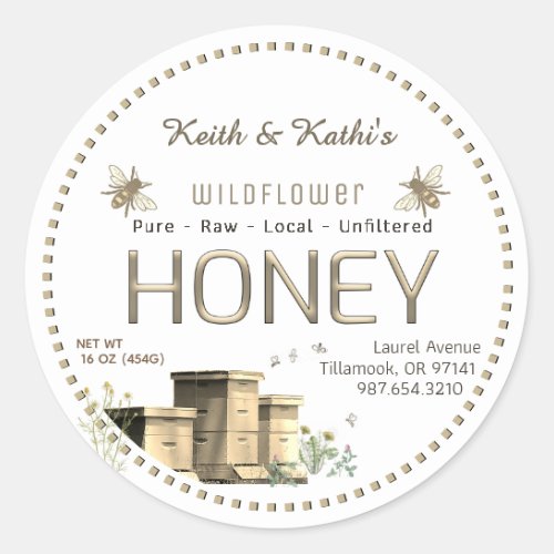 Honey Backyard Bees Hives and Little Bees Garden Classic Round Sticker