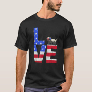 Honey Badger American Flag Sunglasses 4th of July  T-Shirt