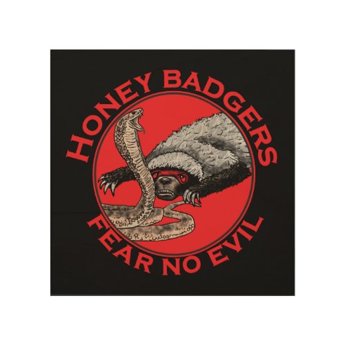Honey Badger and cobra funny red and black Wood Wall Art
