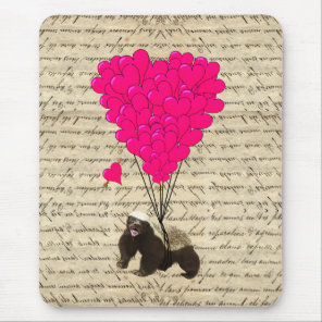 Honey badger and heart mouse pad