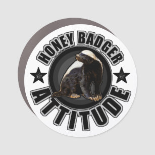 Honey Badger Attitude Round Curved Text Car Magnet