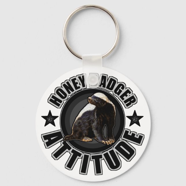 Honey Badger ATTITUDE - Round Design Keychain (Front)