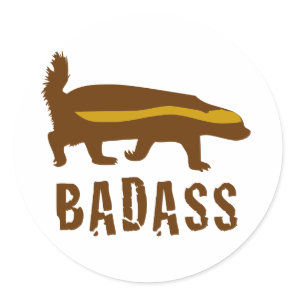 honey badger badass classic round sticker