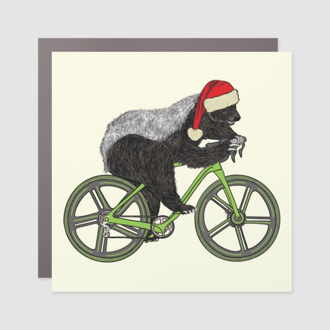 Honey Badger bicycle badass christmas  Car Magnet (Front)