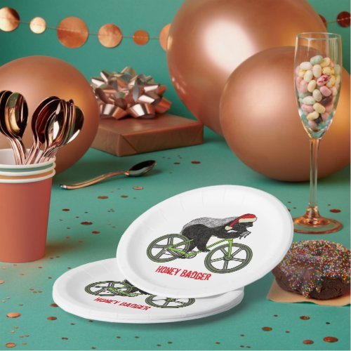 Honey Badger bicycle badass christmas Paper Plates