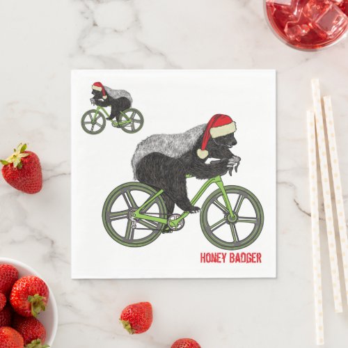 Honey Badger Christmas badass bicycle Napkins