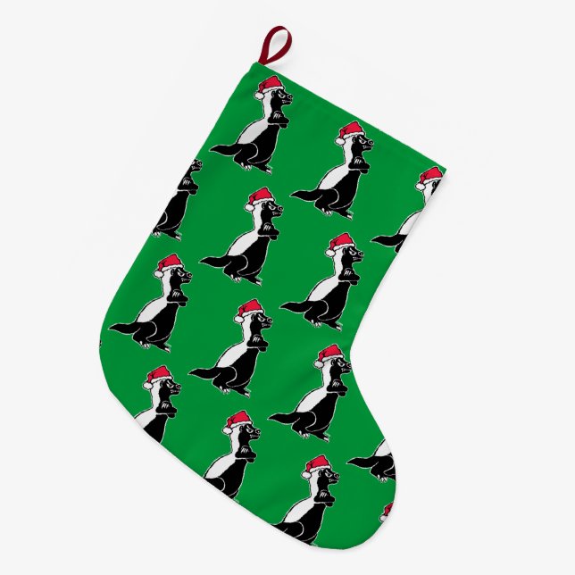 Honey badger Christmas Large Christmas Stocking (Front (Hanging))