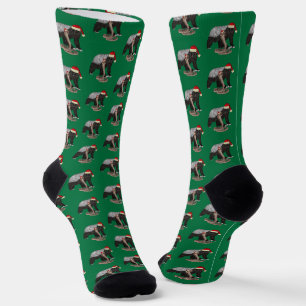 Honey Badger Cobra Snake Badass Christmas Green Socks