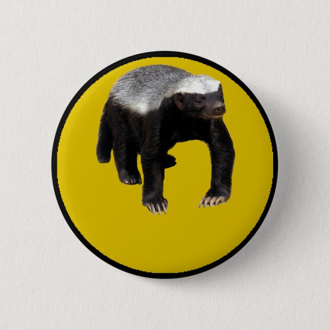 Honey Badger (Create Your Own Saying Below Him) Pinback Button (Front)