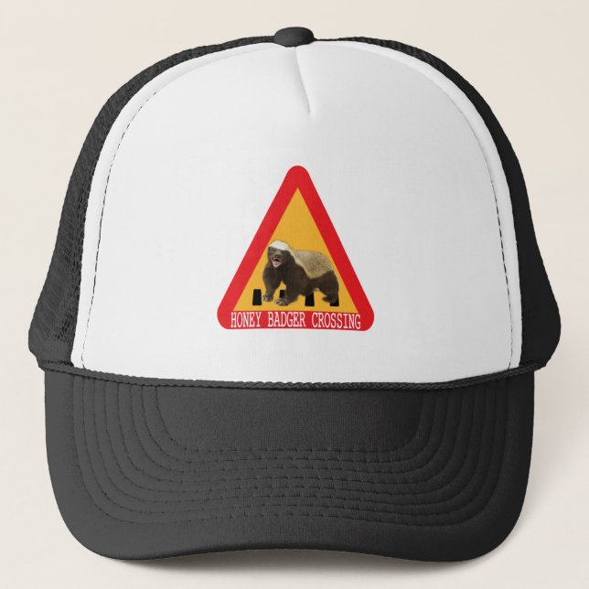 Honey Badger Crossing Sign Trucker Hat (Front)