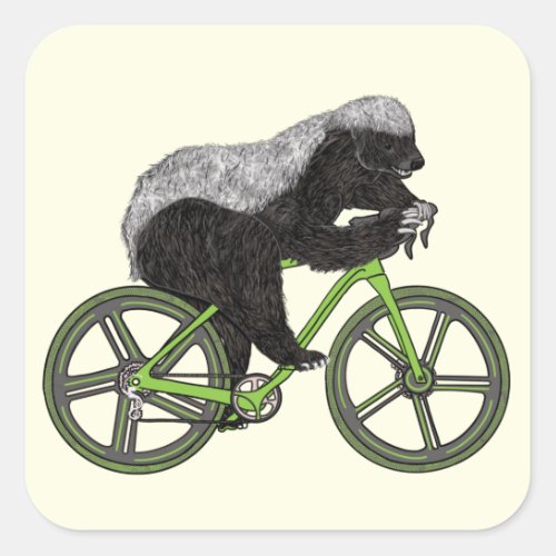 Honey Badger Cycling Funny Badass Animal Cyclist   Square Sticker